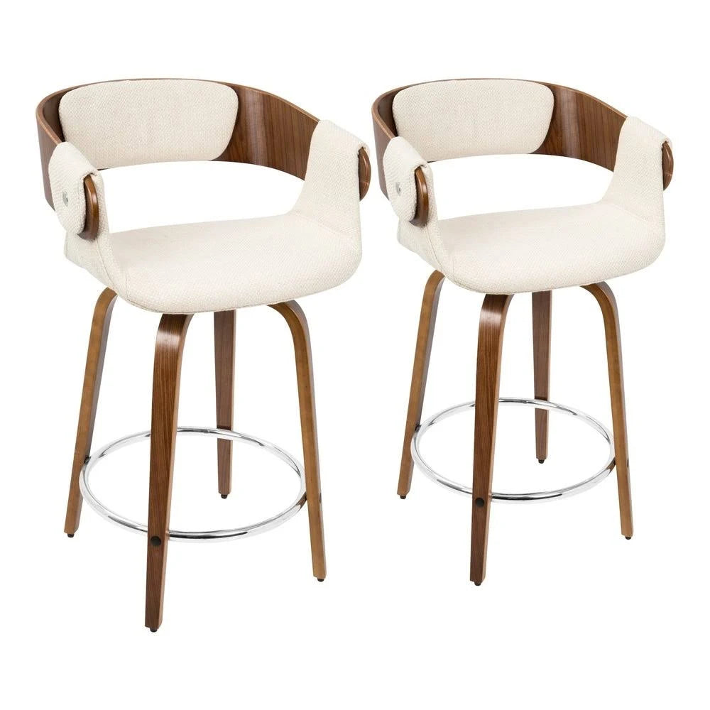 Set of 2 Counter Stool Cream Walnut Q265