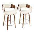 Set of 2 Counter Stool Cream Walnut Q265