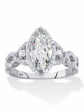 Marquise-Cut Cubic Zirconia Halo Crossover Engagement Ring in Sterling Silver S8316