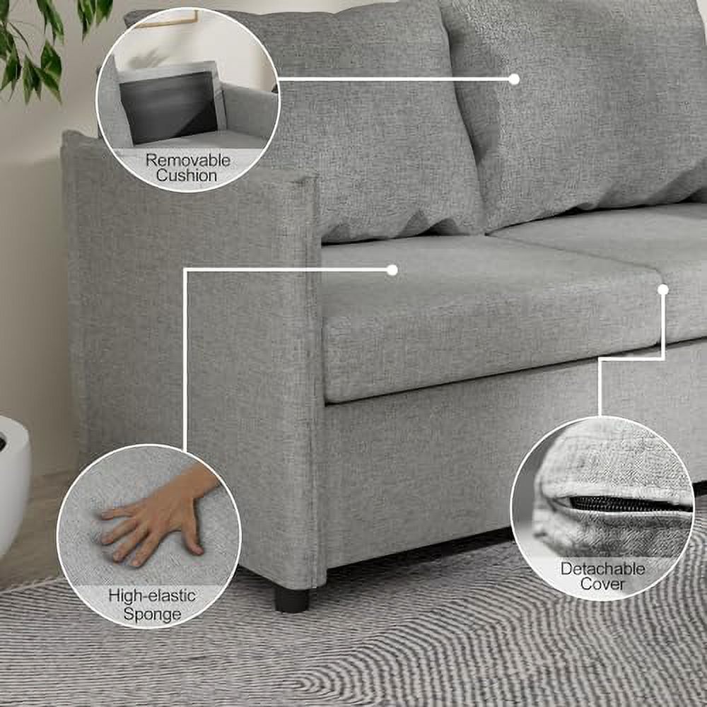 Light Grey Fabric 2-Seater Loveseat Sofa U7625