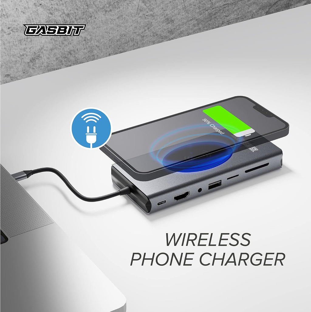 15-in-1 USB C Hub Multiport Adapter with Wireless Phone Charger, Pack of 2 T405