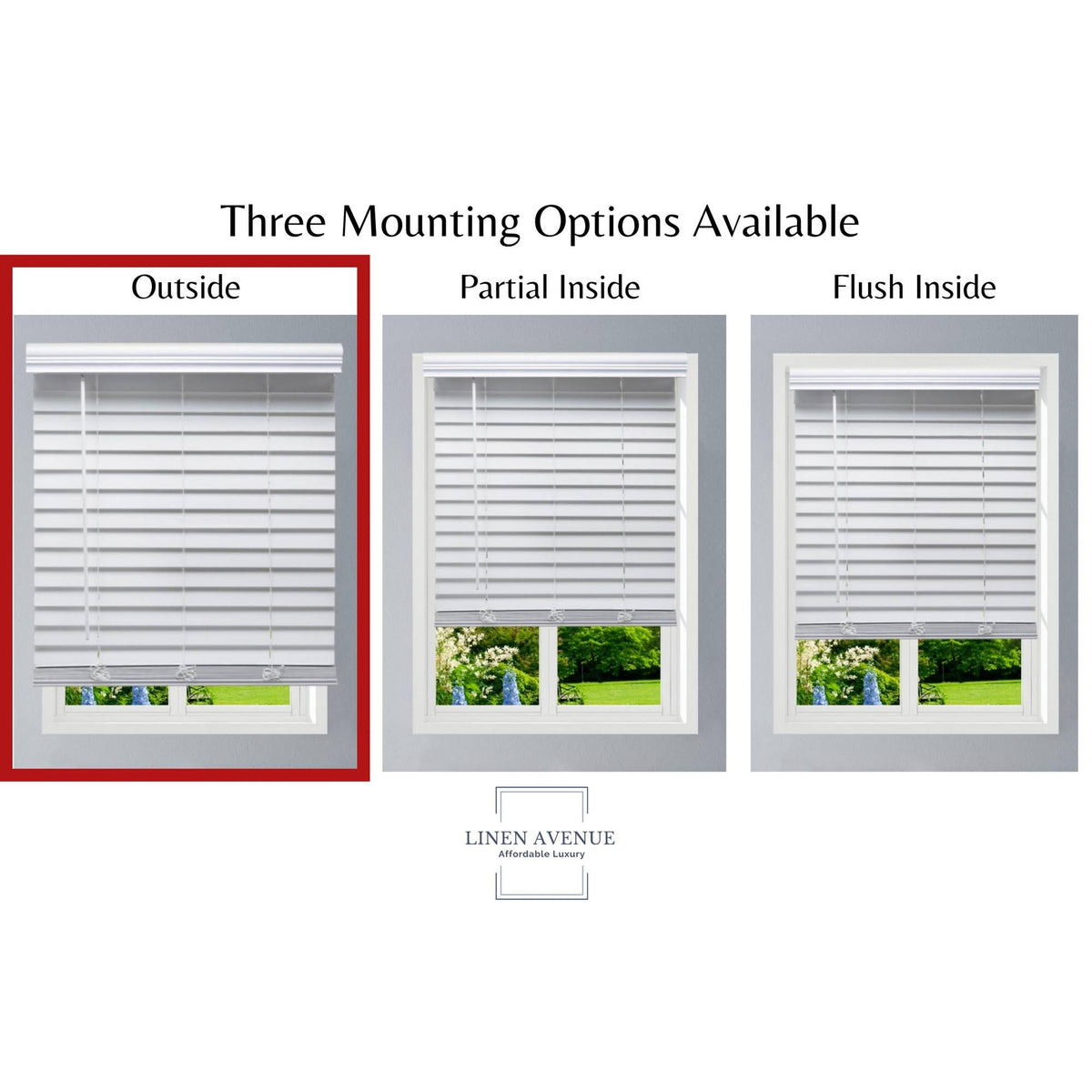 White Cordless Faux Wood Blind L847