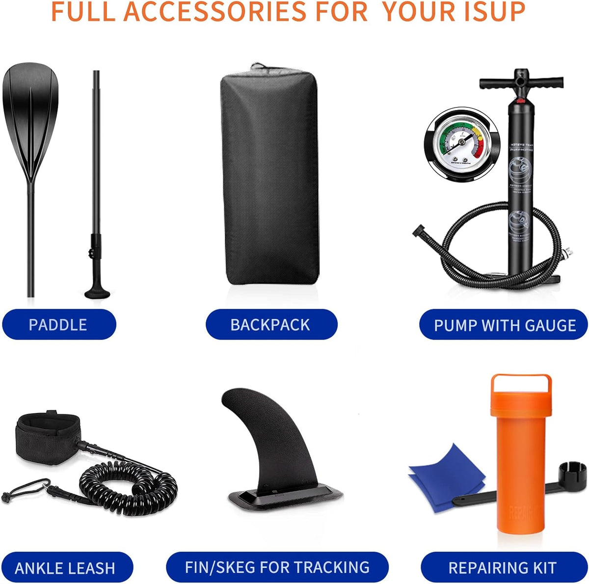 Inflatable Stand Up Paddle Board with Adjustable Paddle, Backpack, Leash, Hand Pump, Repair Kit P958881