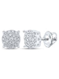 10kt White Gold Round Diamond Cluster Earrings 1/4 Cttw G11017