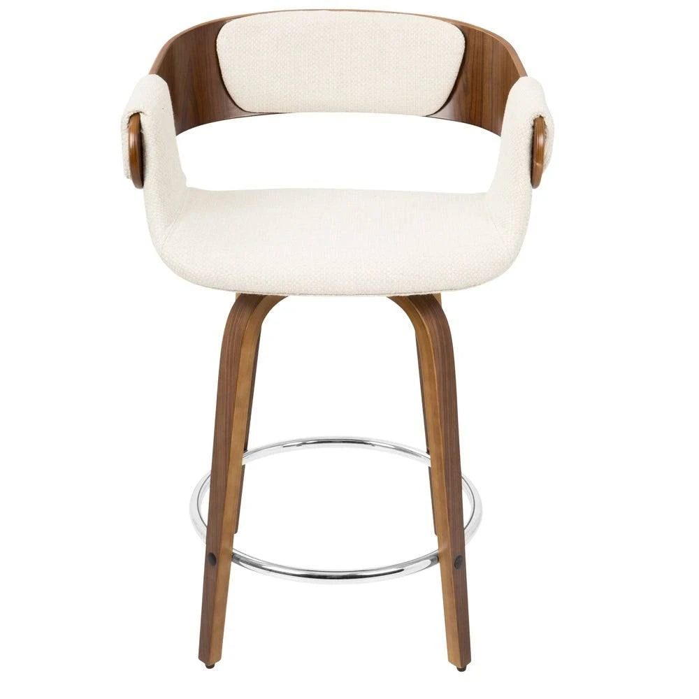 Set of 2 Counter Stool Cream Walnut Q265