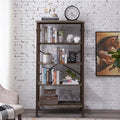 Brown Wood 5-Shelf Bookcase T36654