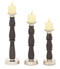 Wood Aluminum Candle Holder - Set of 3 H992383