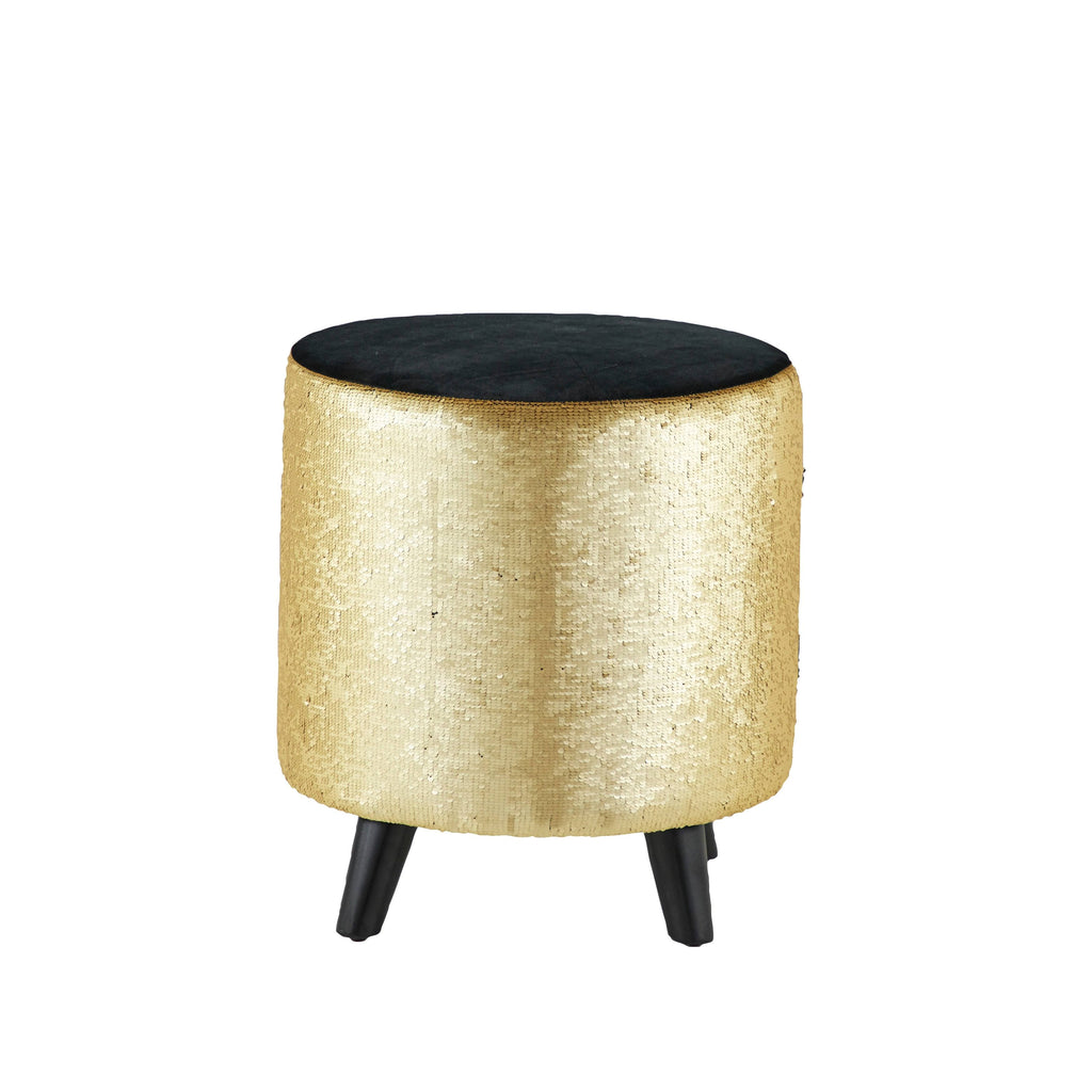 Black Wood and Fabric Stool M456