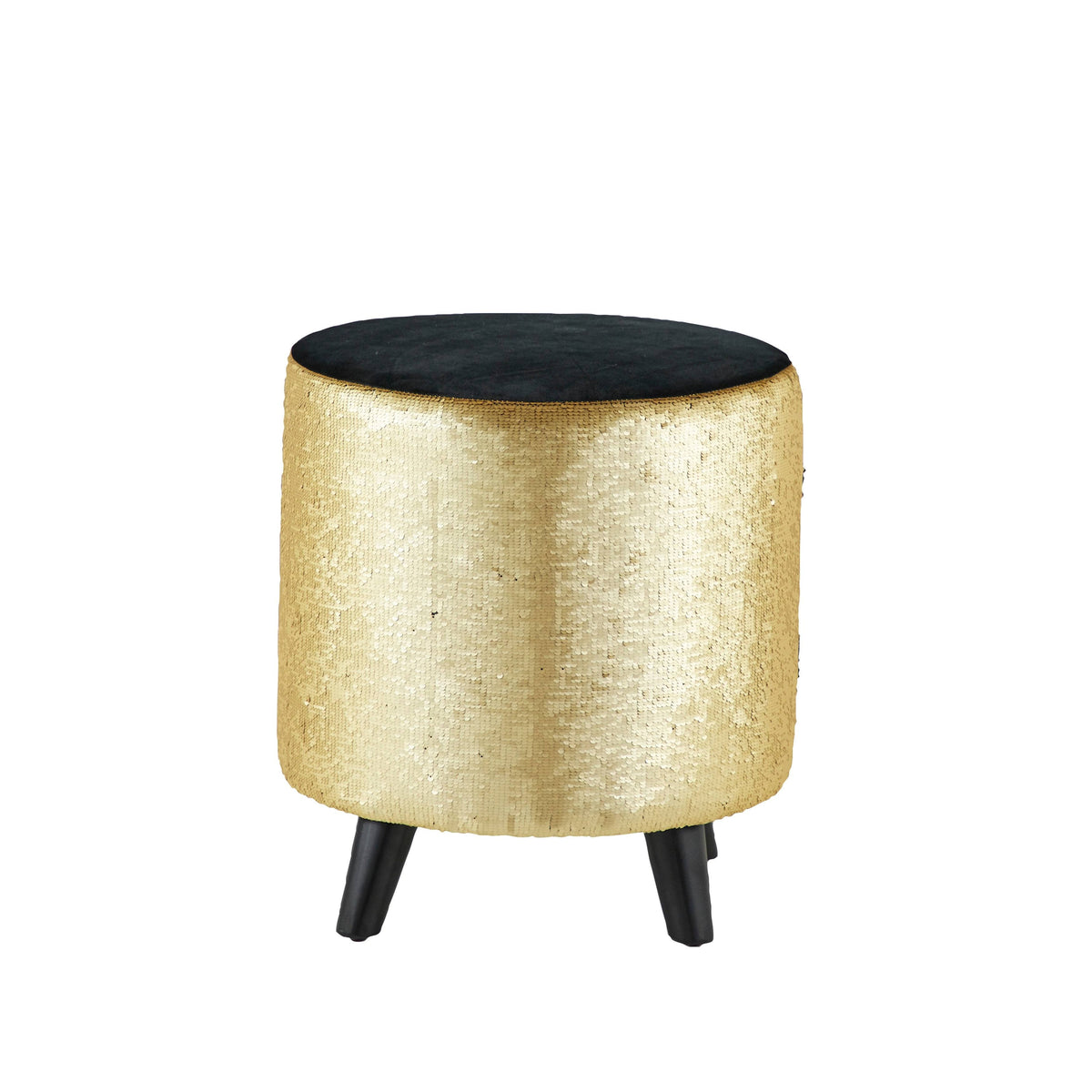 Black Wood and Fabric Stool M456
