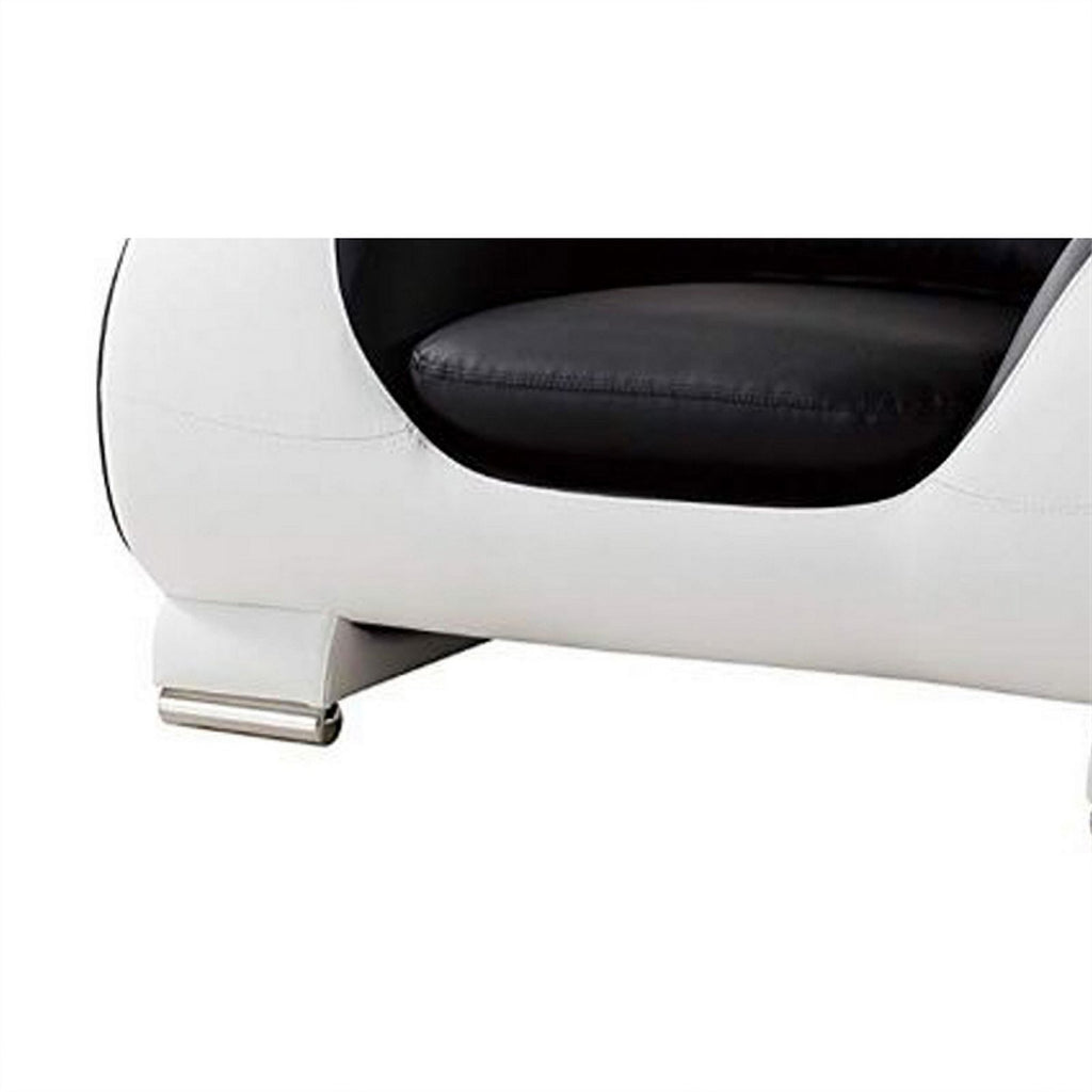 Black and White Faux Leather Wooden Sofa Chair with Headrest U76125
