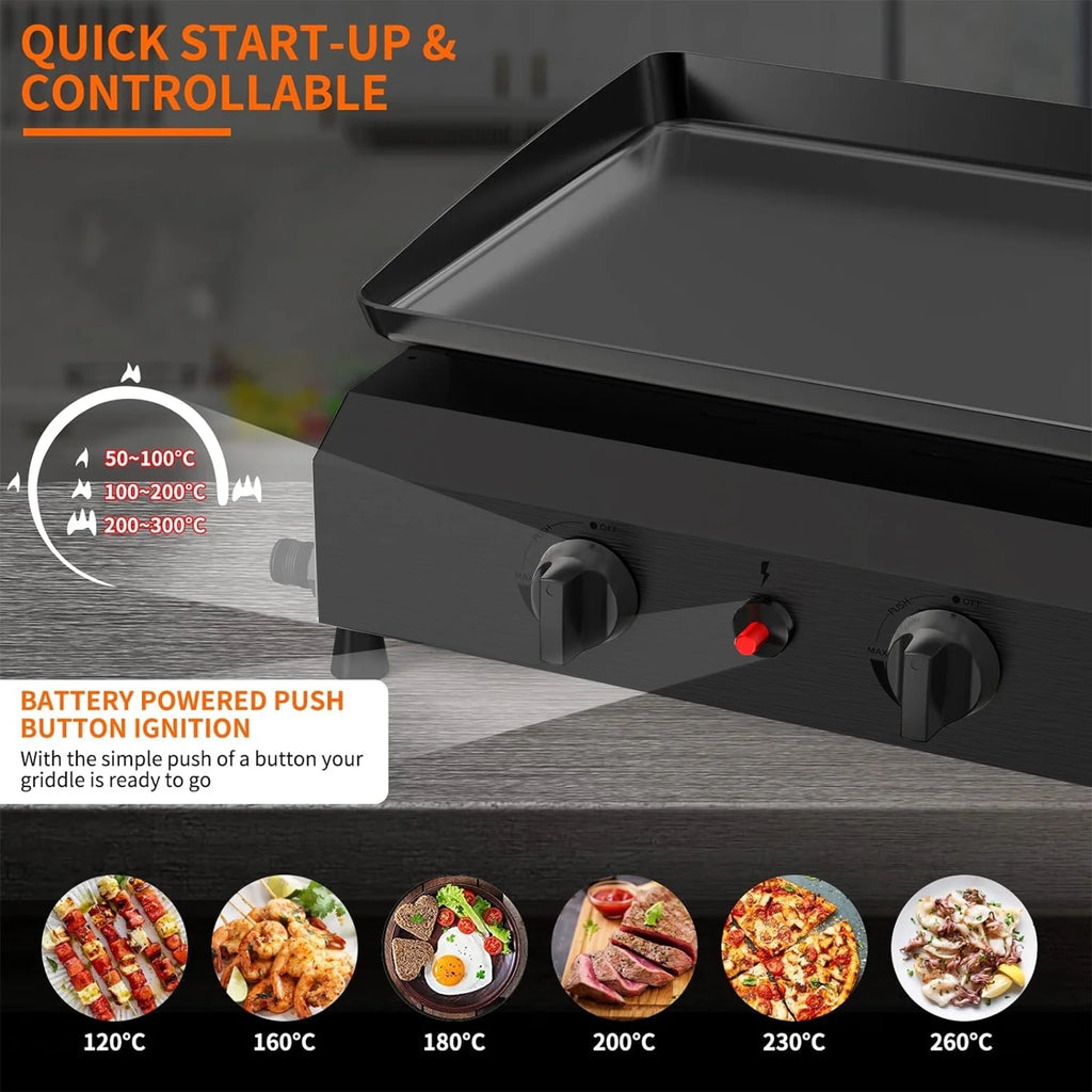 4-Burner Propane Gas Grill Cooking Station with Side Shelves U75908