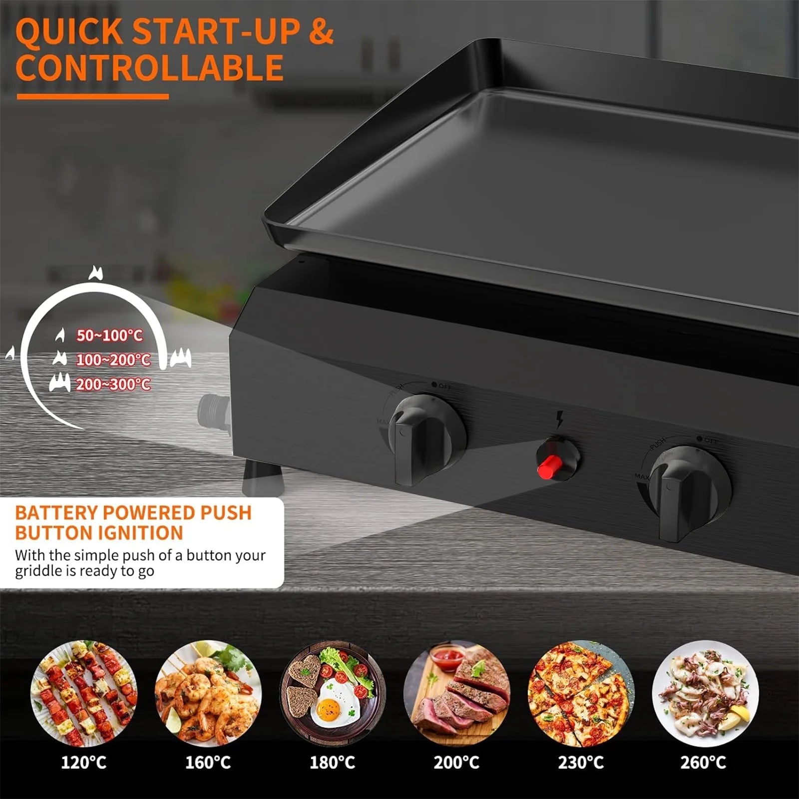 4-Burner Propane Gas Grill Cooking Station with Side Shelves U75908