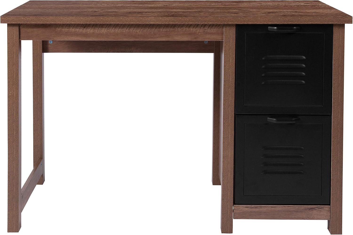 Crosscut Oak Wood Grain Finish Computer Desk with Metal Drawers H13322