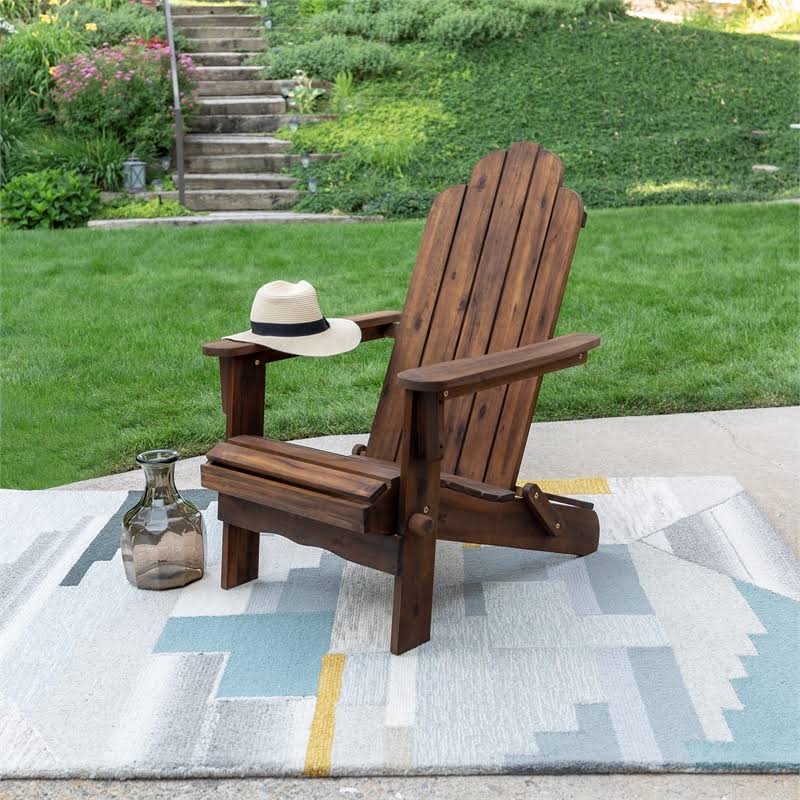 2 Piece Patio Set with 2 Acacia Adirondack Chair in Dark Brown D26725