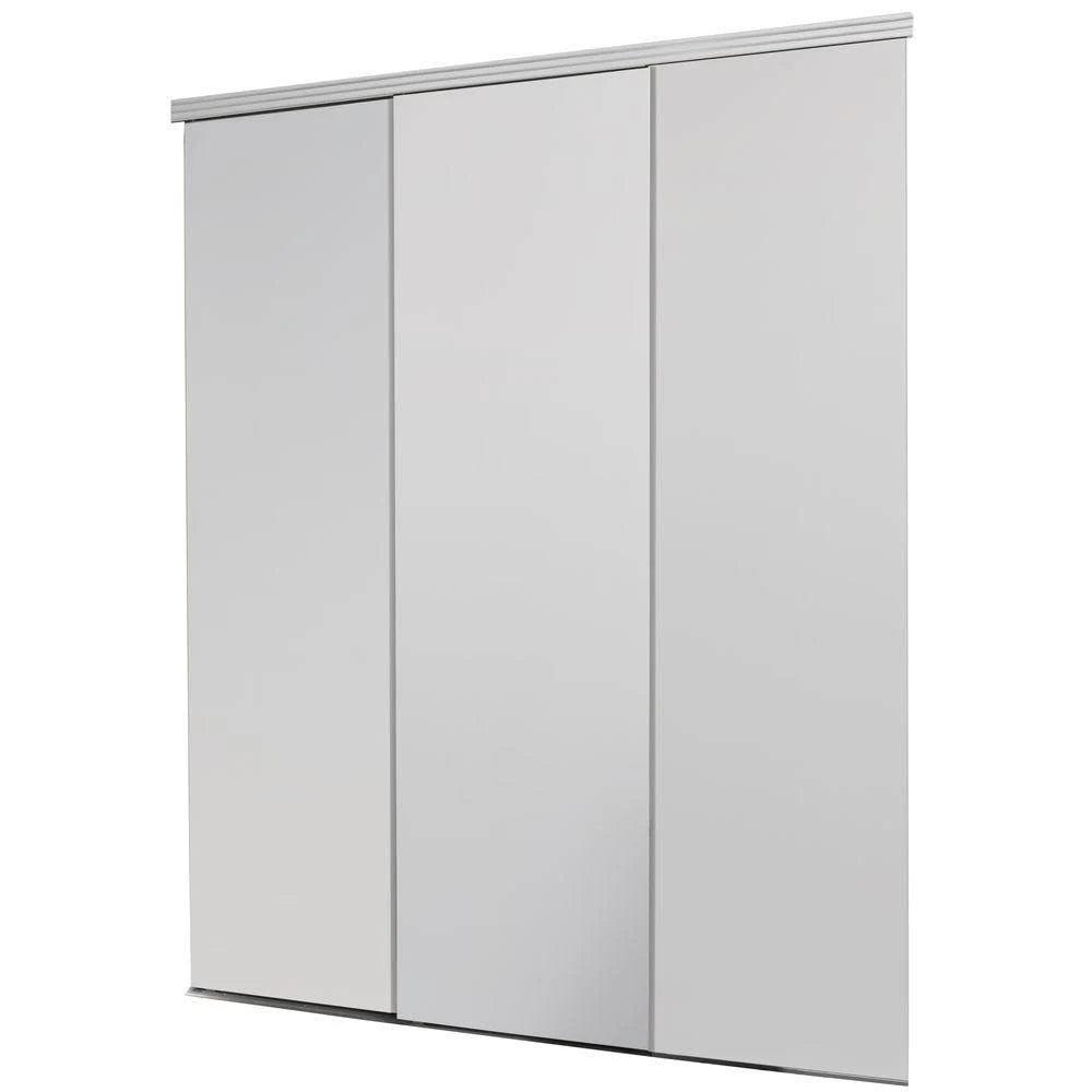 White Solid Core MDF Interior Closet Sliding Door with Chrome Trim A293