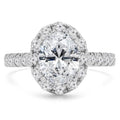Oval Diamond Halo Engagement Ring in 14K White Gold M472