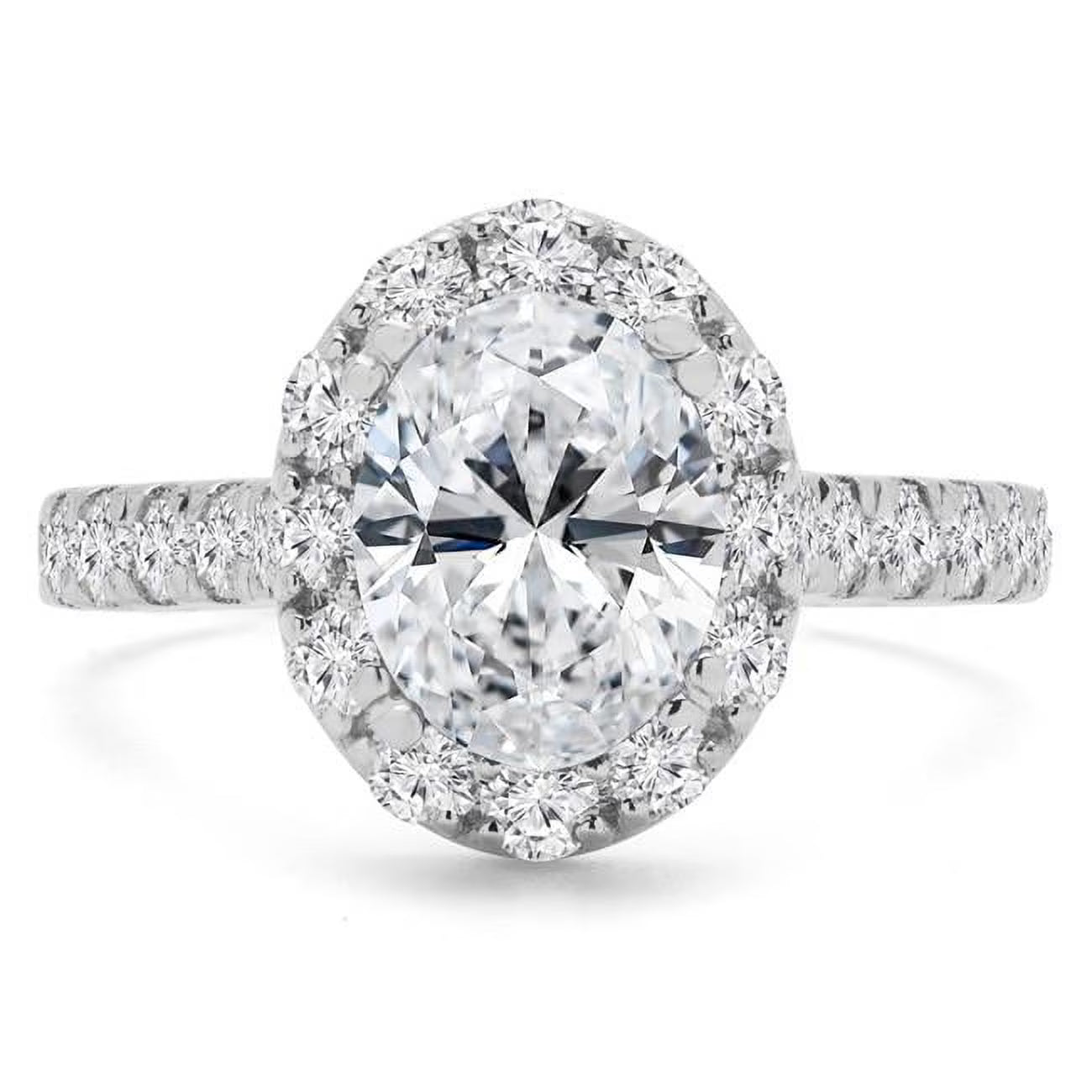 Oval Diamond Halo Engagement Ring in 14K White Gold M472