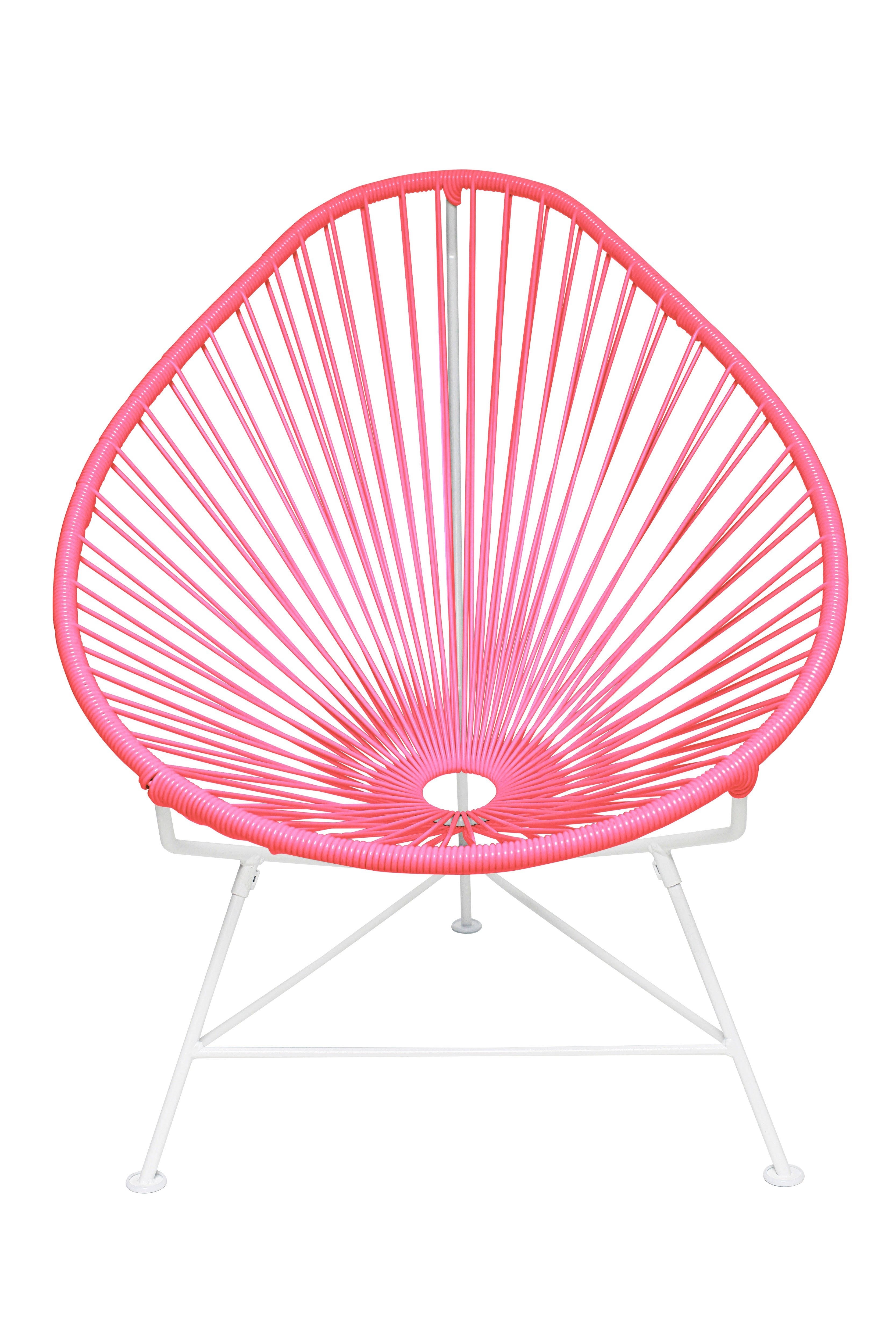 White Frame Acapulco Chair with Pink Weave N7588