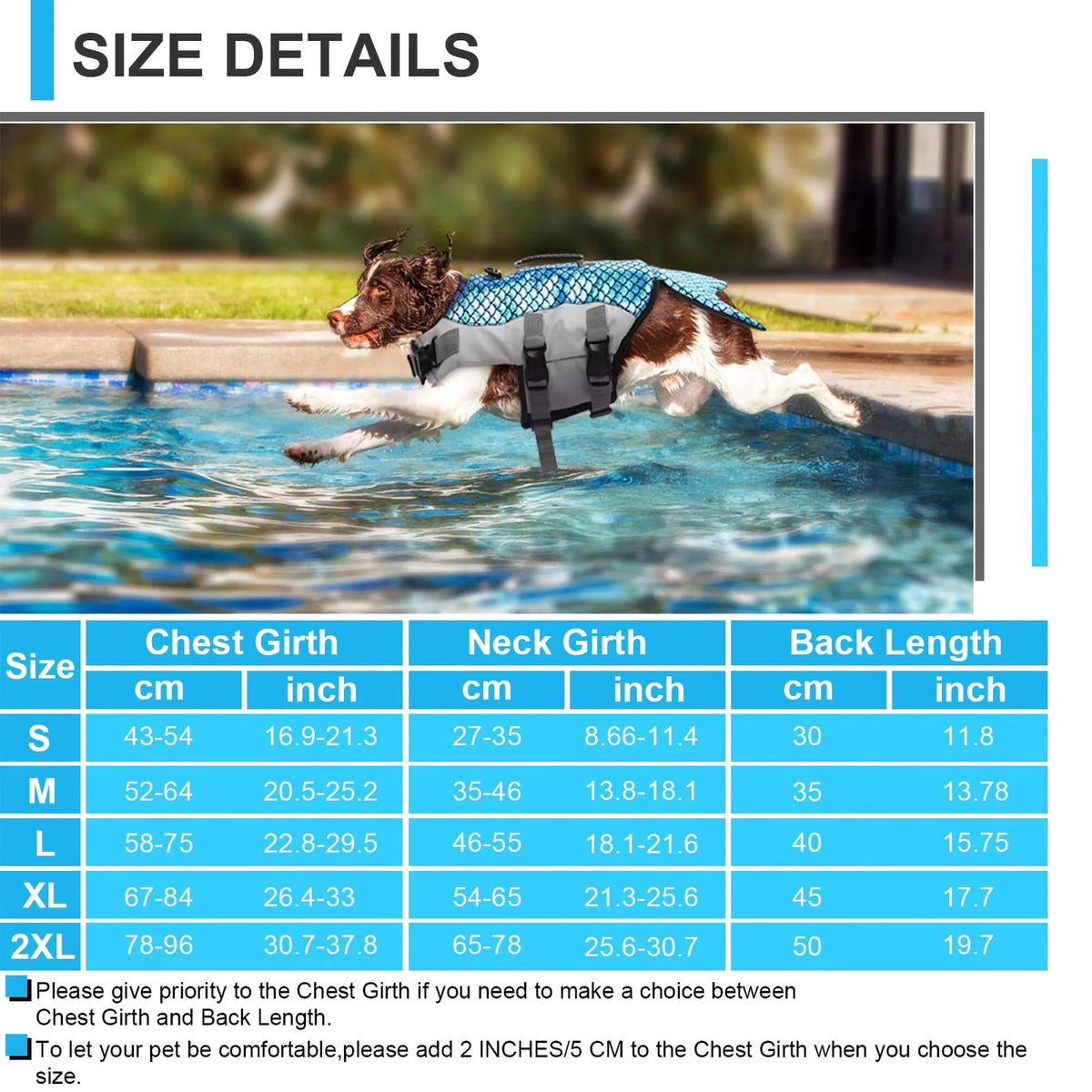 Dog Life Jacket with Rescue Handle, Reflective Adjustable Life Vest K9072