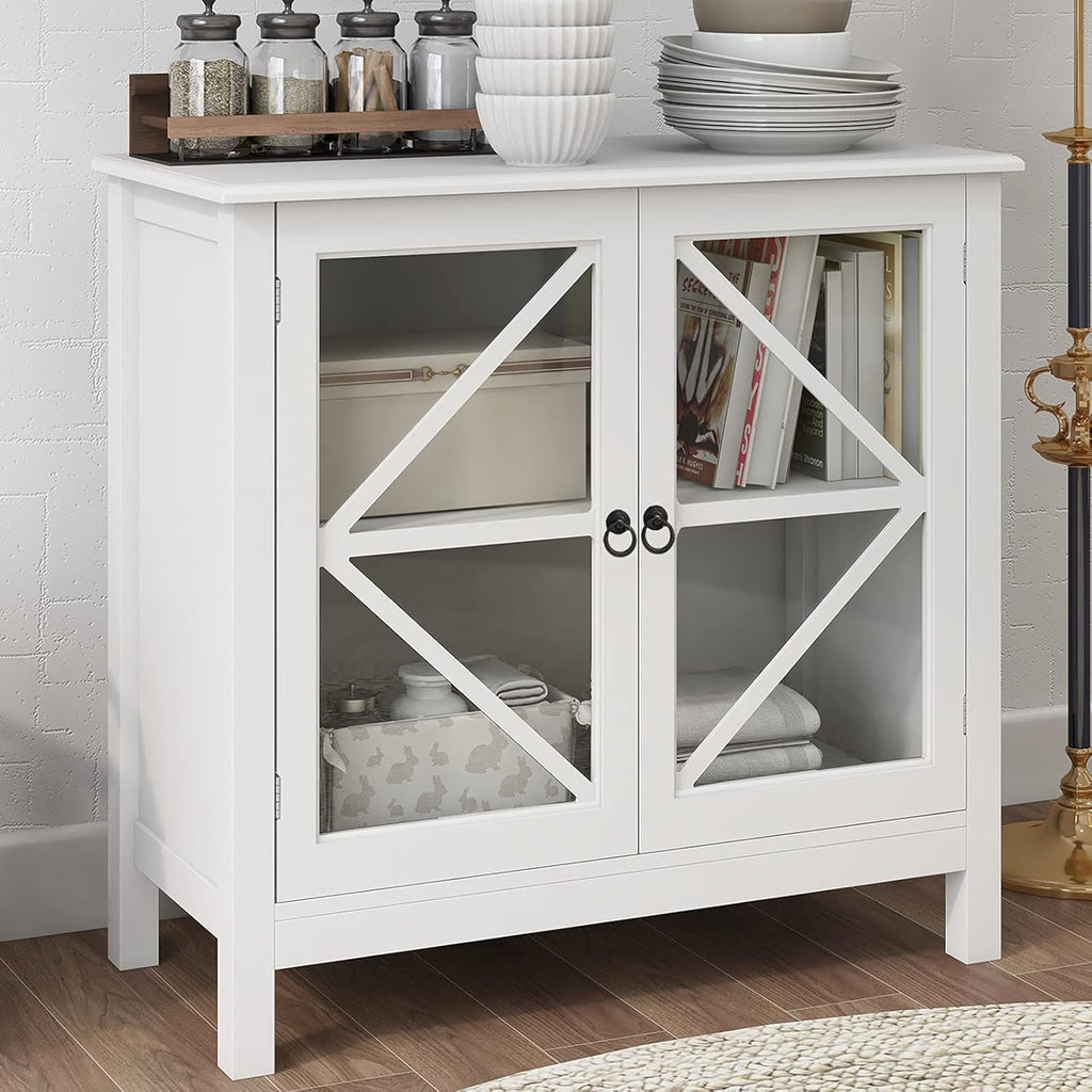 Espresso Sideboard Cabinet with Double Framed Glass Doors Z55652