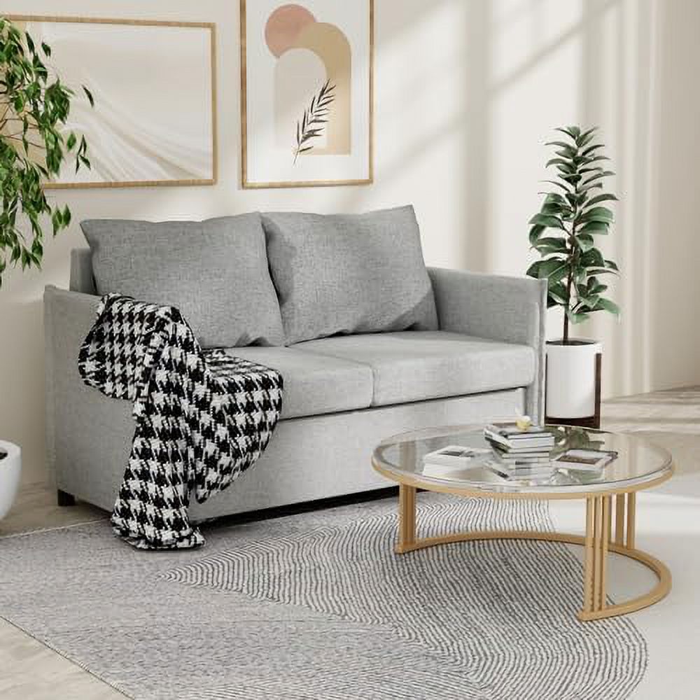 Light Grey Fabric 2-Seater Loveseat Sofa U7625