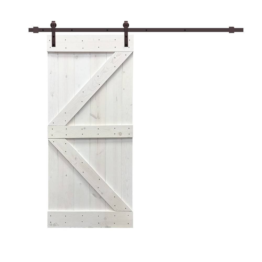 Ocean Blue Stained Wood Sliding Barn Door with Hardware Kit N258