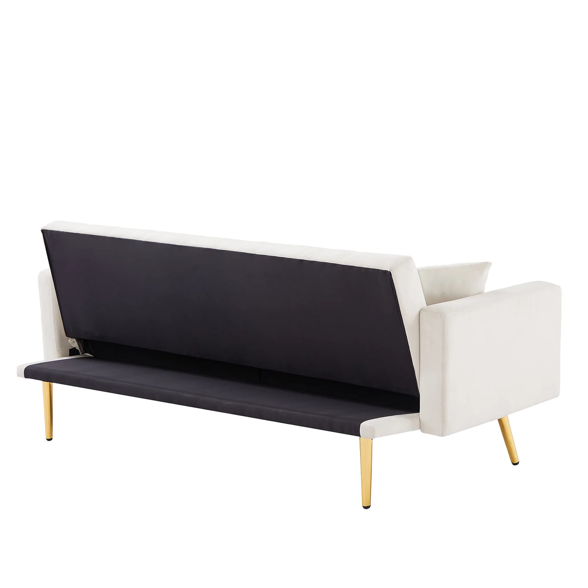 Cream White Convertible Folding Futon Sofa Bed P60767