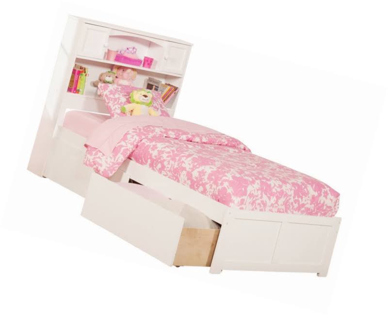 White Twin XL Foot Board with 2 Drawers U4473
