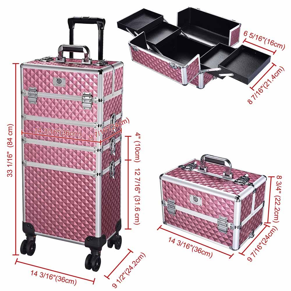 Pink Rolling Makeup Case Organizer A722