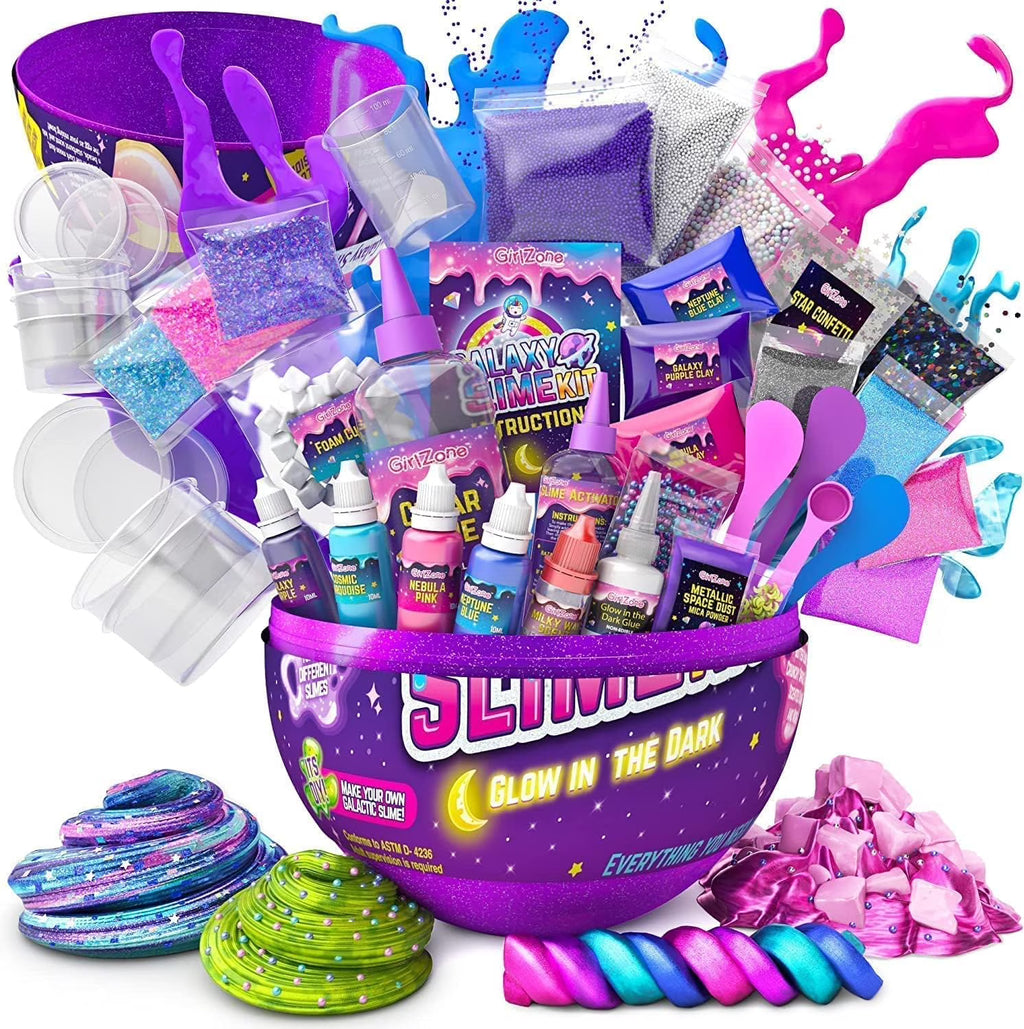 Egg Surprise Galaxy Slime Kit, 41 Pieces, 9.5 Inches High R571