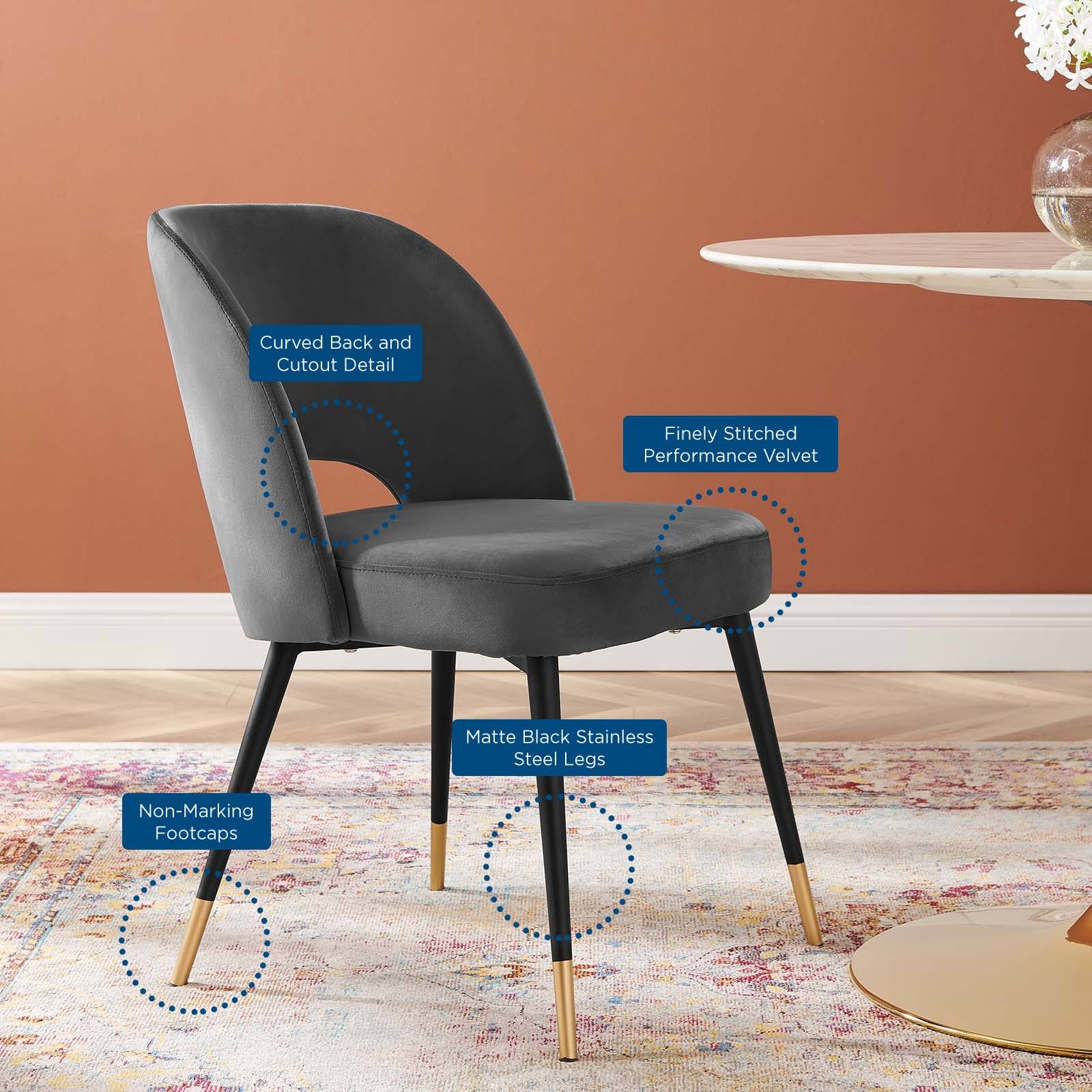 Navy Performance Velvet Dining Side Chair L142314