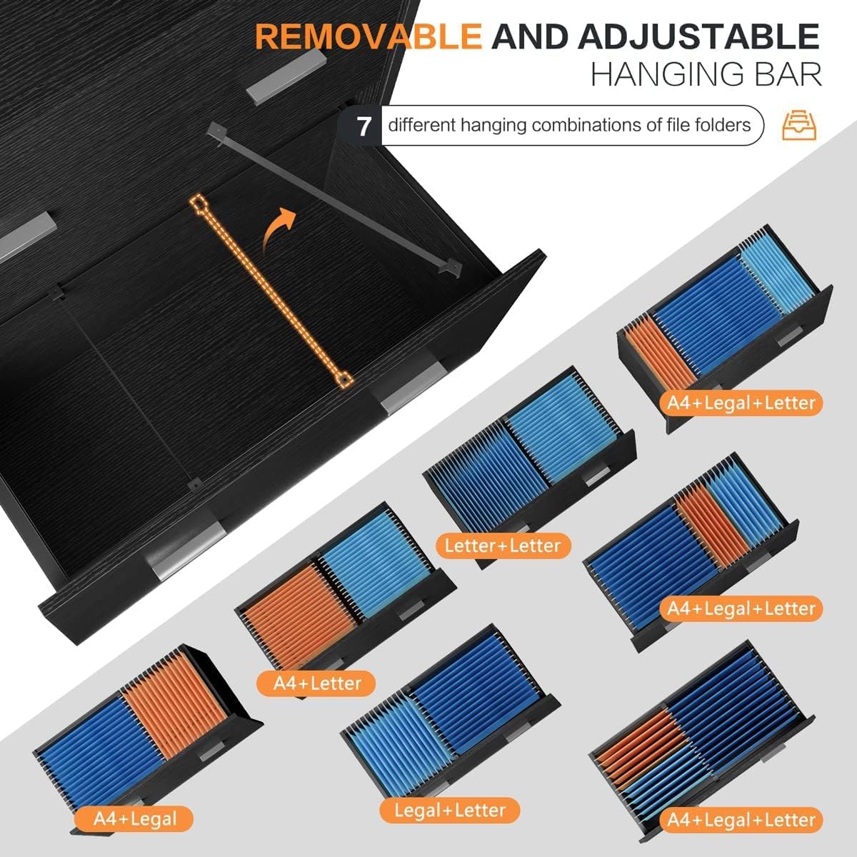 2 Drawer Lateral Filing Cabinet with Lock Black D9128