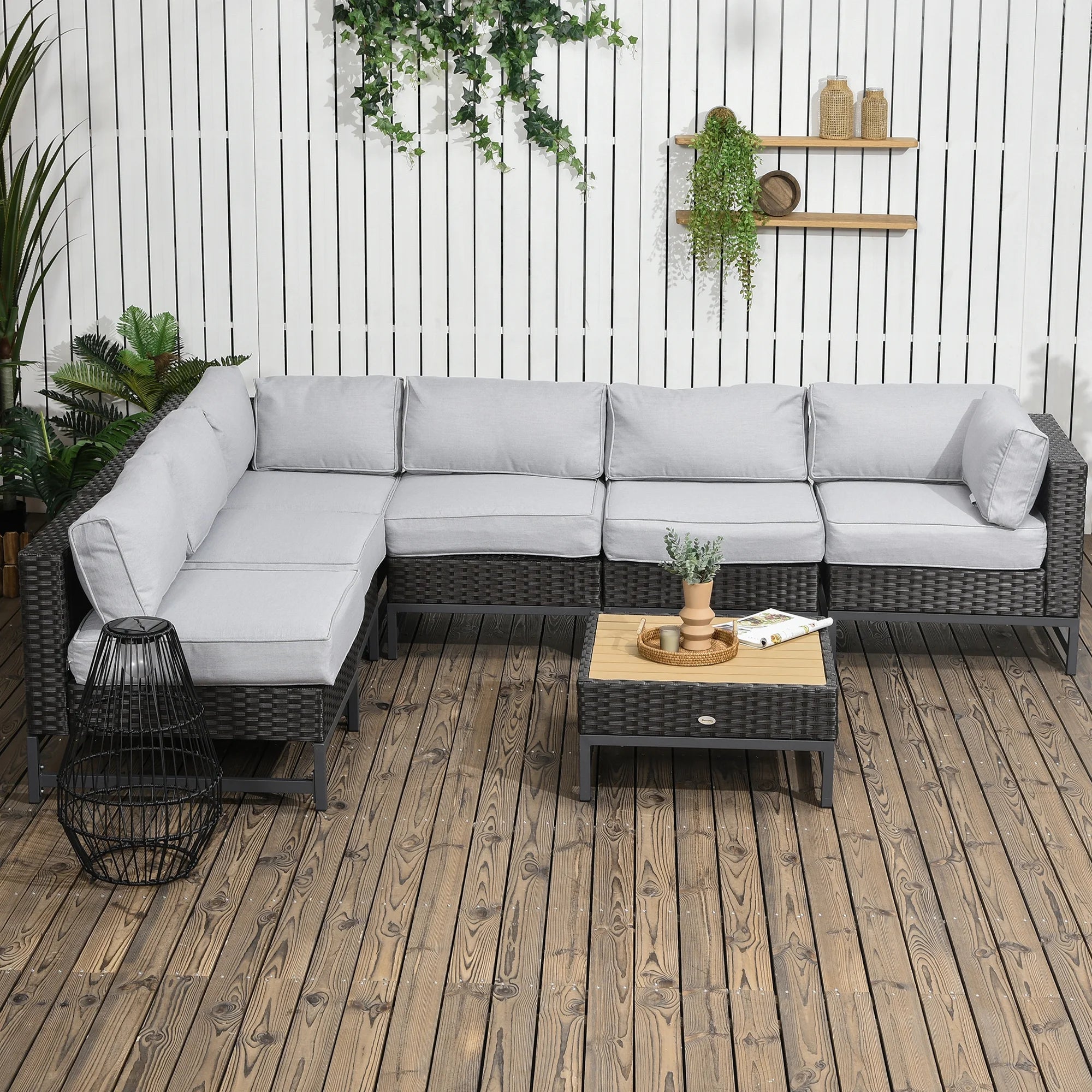 Gray Wicker Furniture Set with Aluminum Frame and Cushion O611686