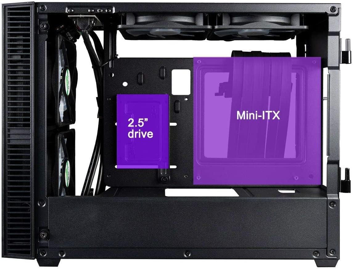 Mini ITX Desktop Case with 120mm Liquid CPU Cooler and 650W Power Supply P5457
