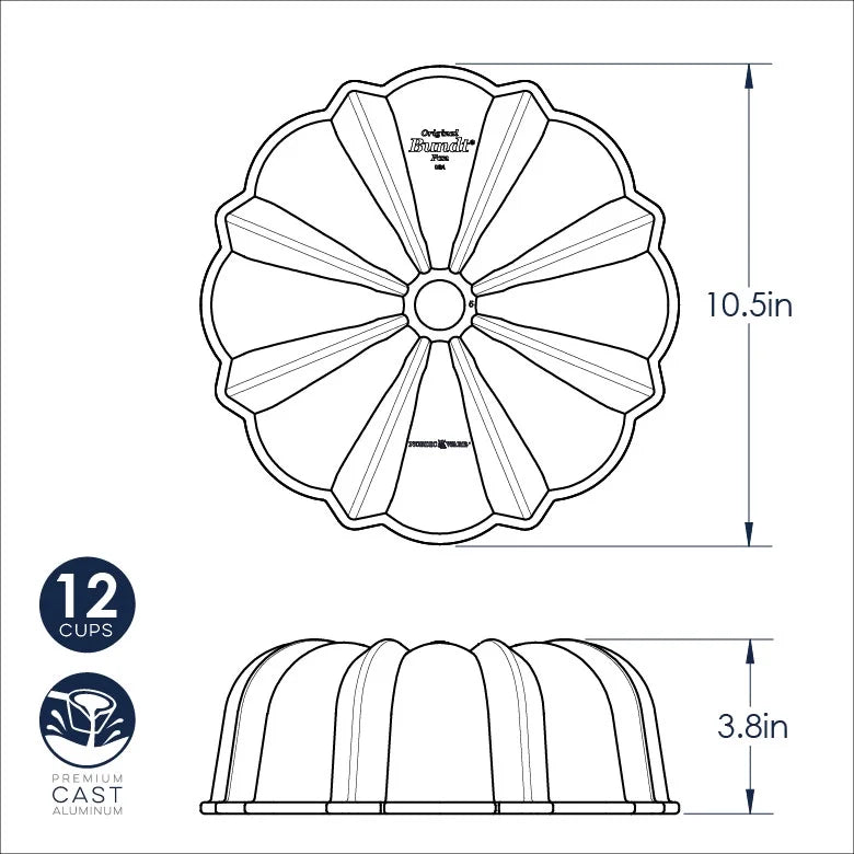ProCast Aluminum Nonstick 12 Cup Bundt Pan, Graphite Silver, 10.5" x 10.5" x 3.8" L2031