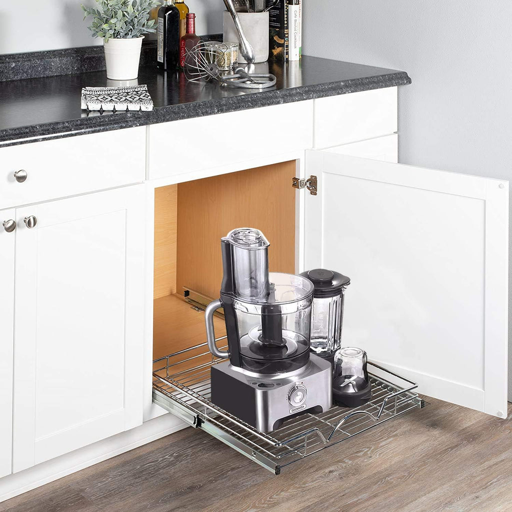 Chrome Finish Wire Frame Pull Out Drawer Cabinet Organizer D7256