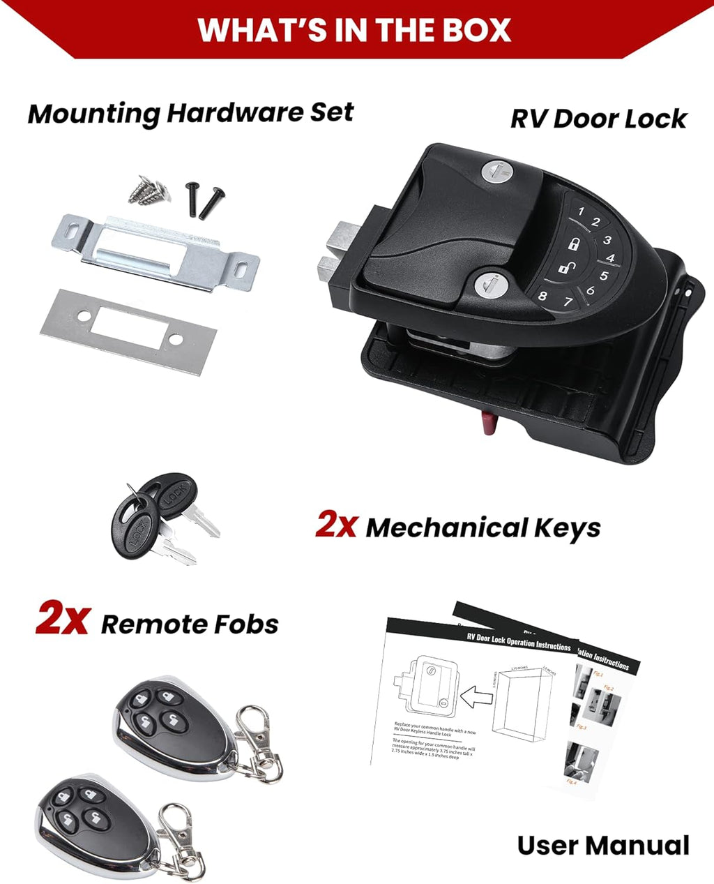 Keyless Entry RV Door Lock with Remote Key Fobs and Backlit Keypad N488801