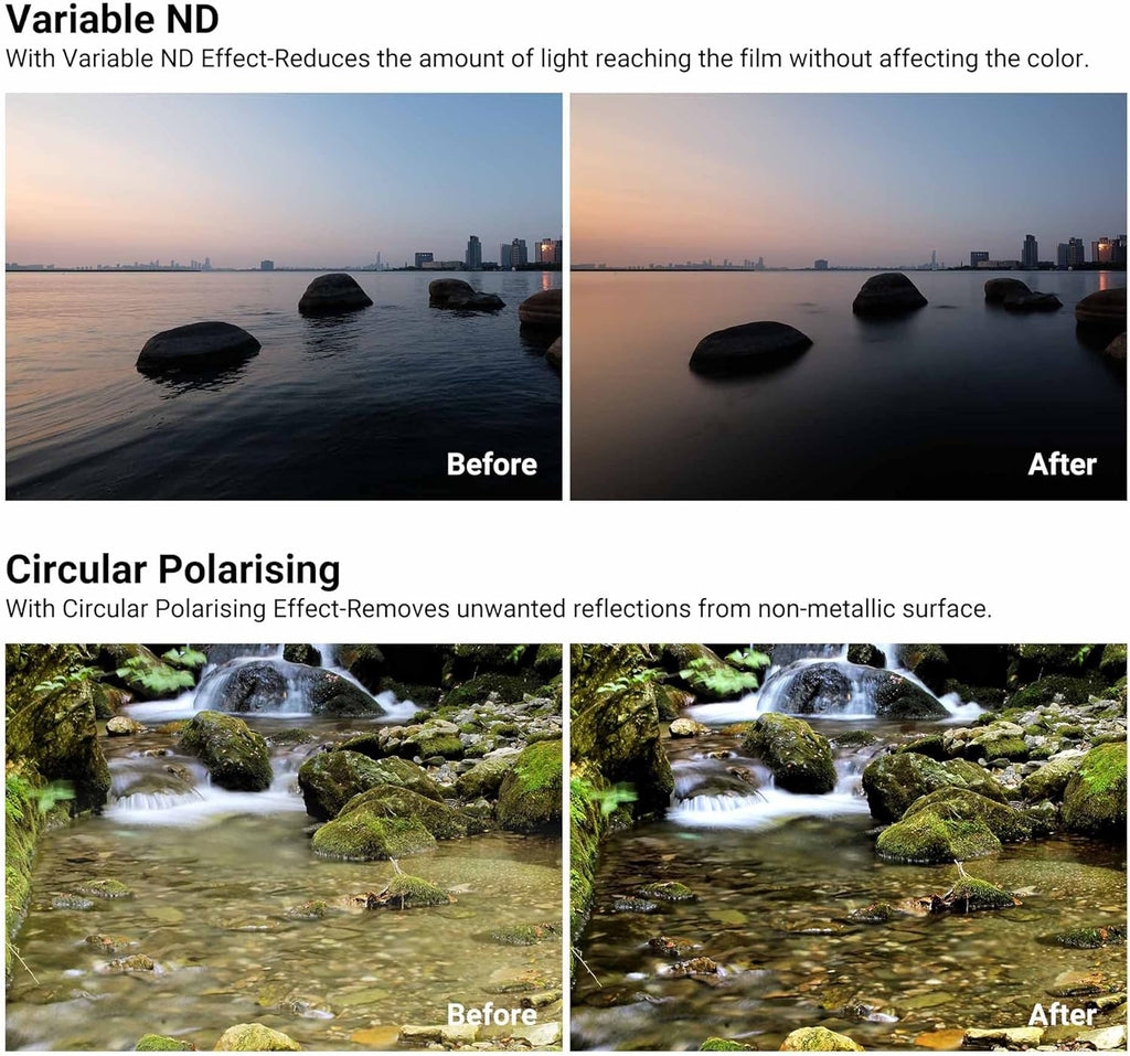 72mm Variable ND Filter & CPL Polarizer Filter, ND2-ND32, with Storage Case and Lens Cap G750