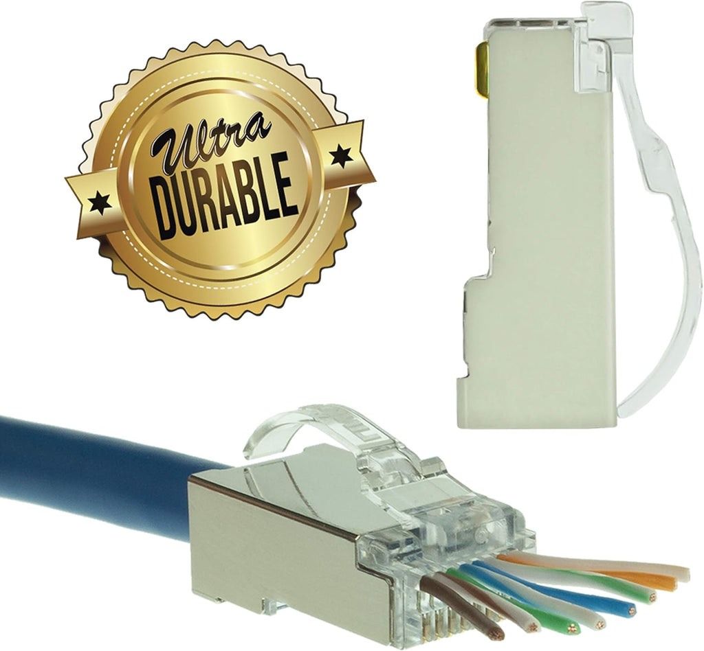 Snagless RJ45 Cat6 STP Connectors EZ Pass Through Ends, 100 Pack K93799