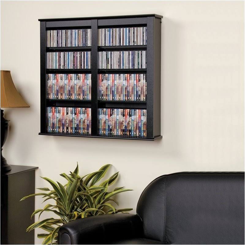 Black Double Floating Media Wall Storage Q149420