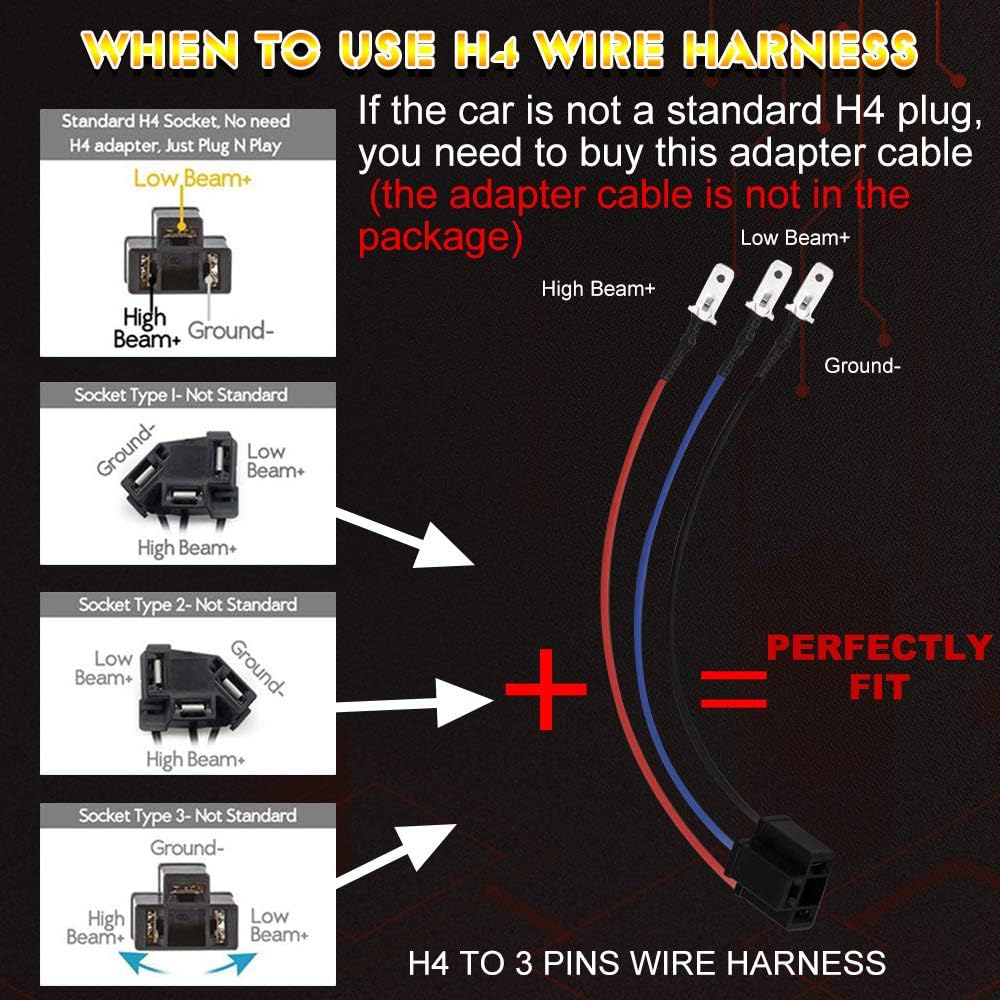 5x7 LED Headlight 2PCS 7x6 inch Halo Sealed Beam H6054 Replacement Hi/Lo Beam DRL Pack of 2 Y526831