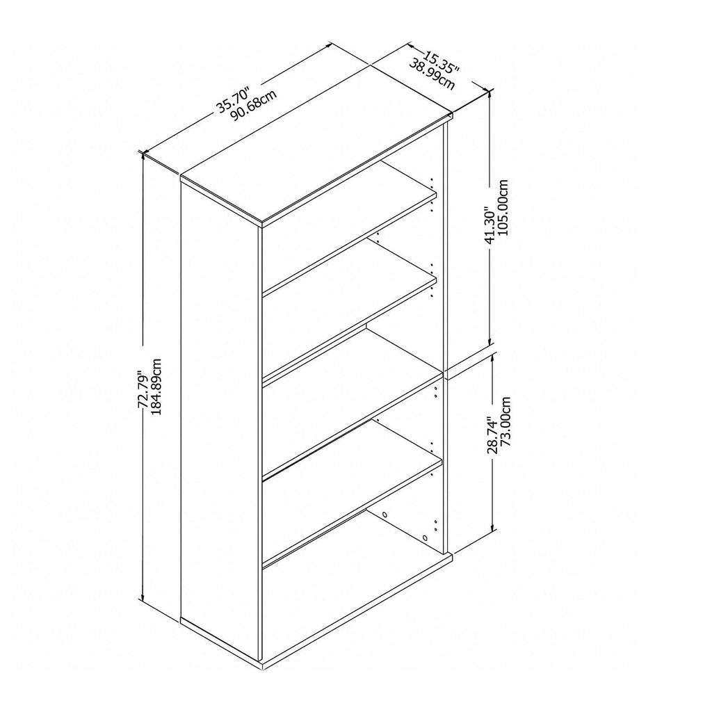 White 5 Shelf Bookcase B582