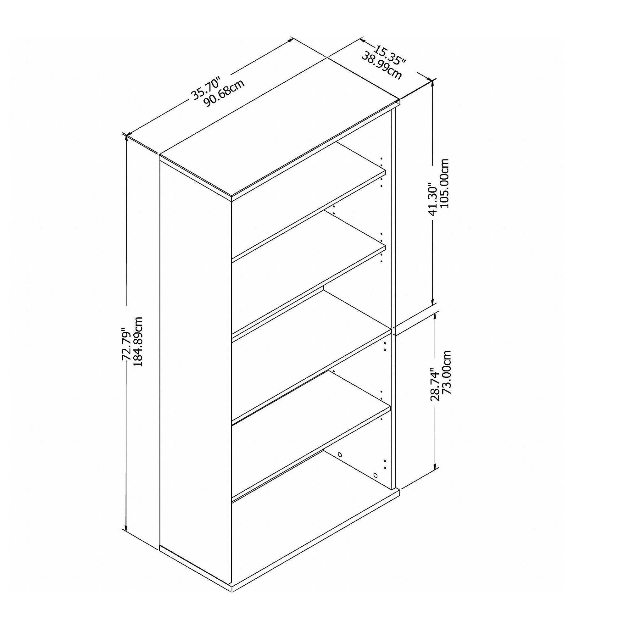 White 5 Shelf Bookcase B582