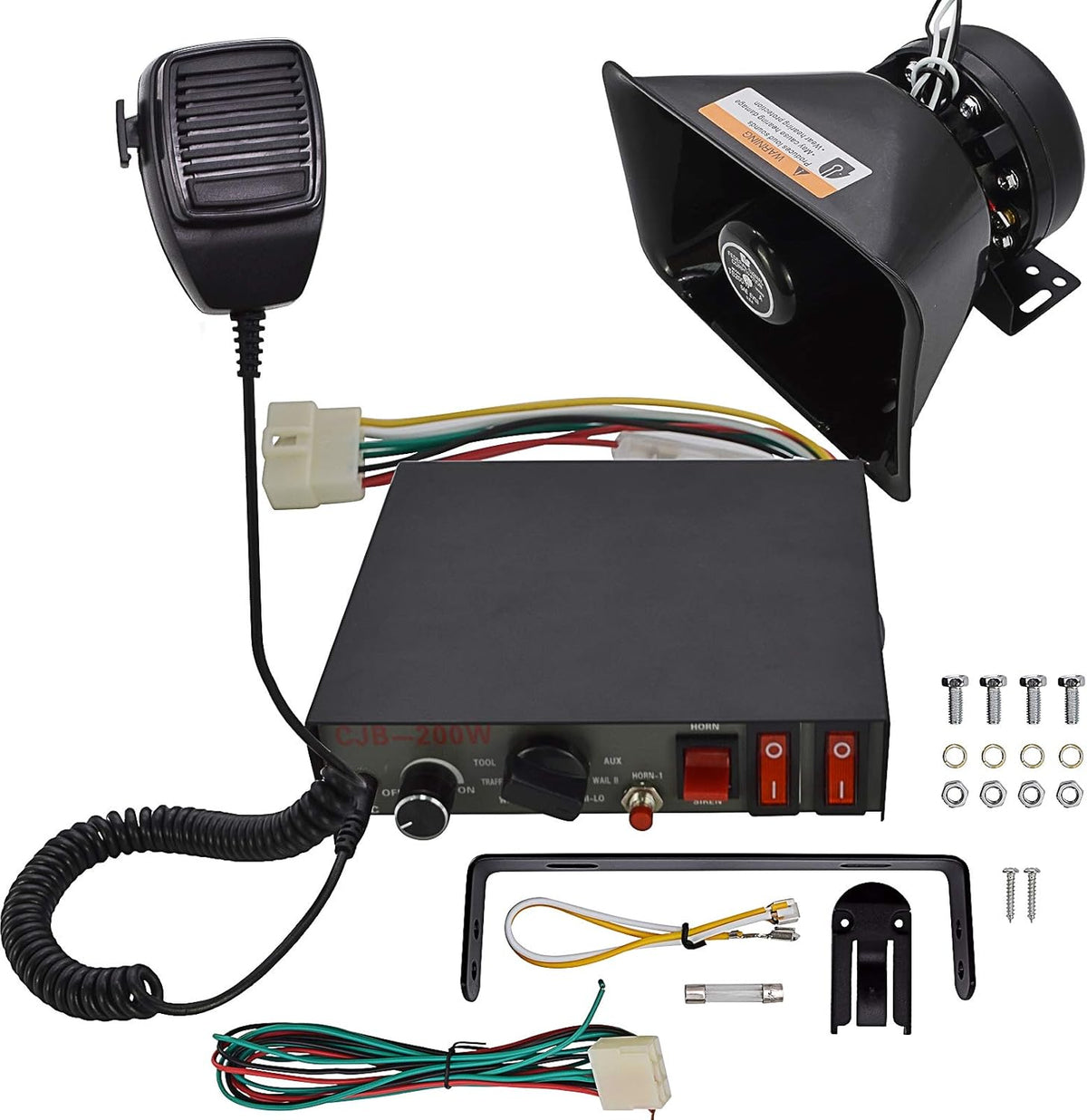 200W 9 Tones Car PA Speaker with Handheld Microphone, Pack of 2 E664