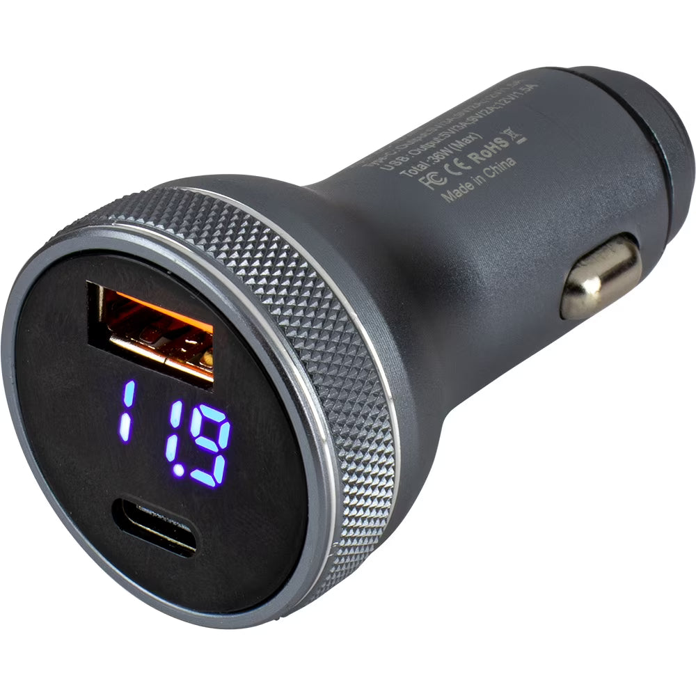 Round USB & USB-C Power Plug w/Voltmeter Bundle of 5 O818217