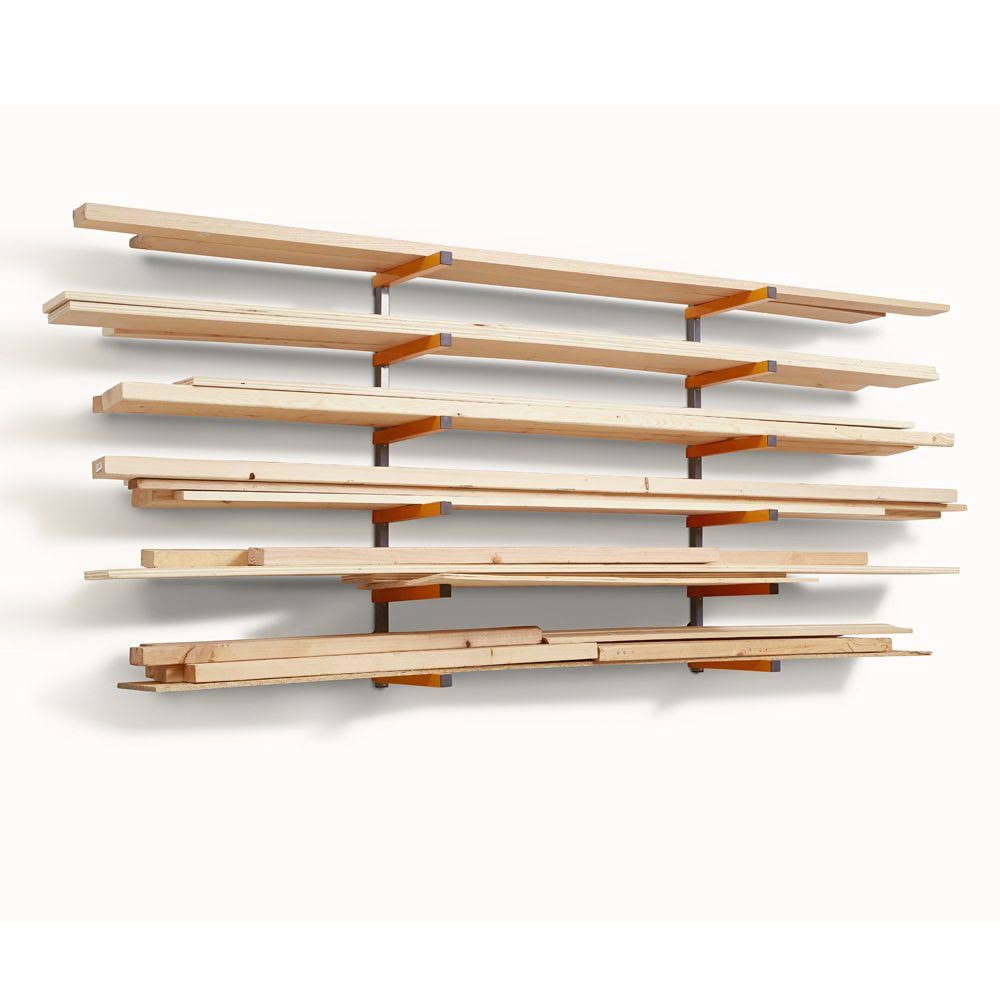 6 Shelf Wall Mount Lumber Storage Rack 600 Pound Capacity 5 Pack R57116