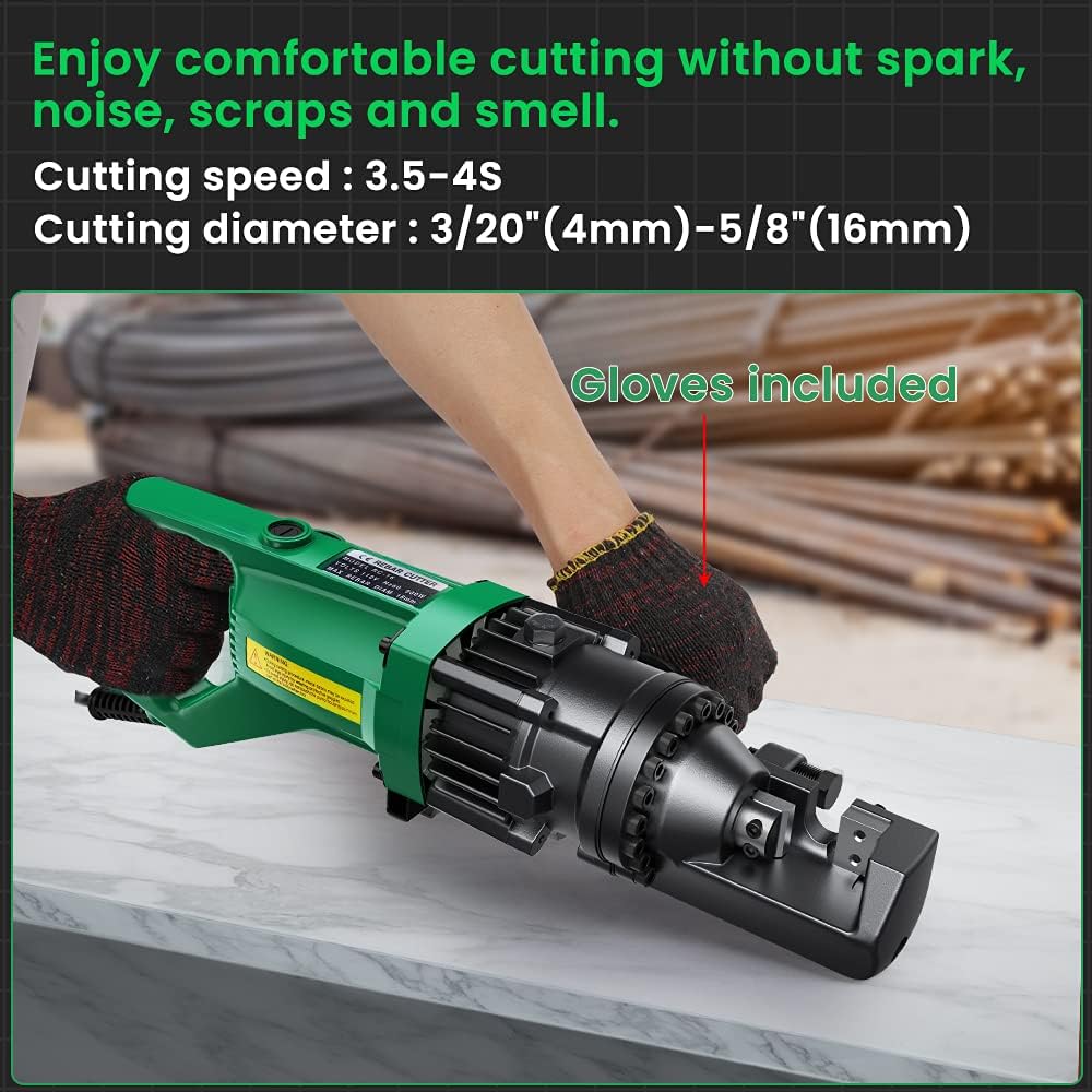 900W Electric Hydraulic Rebar Cutter, 5/8 Inch, Portable, Replaceable Blades L13747