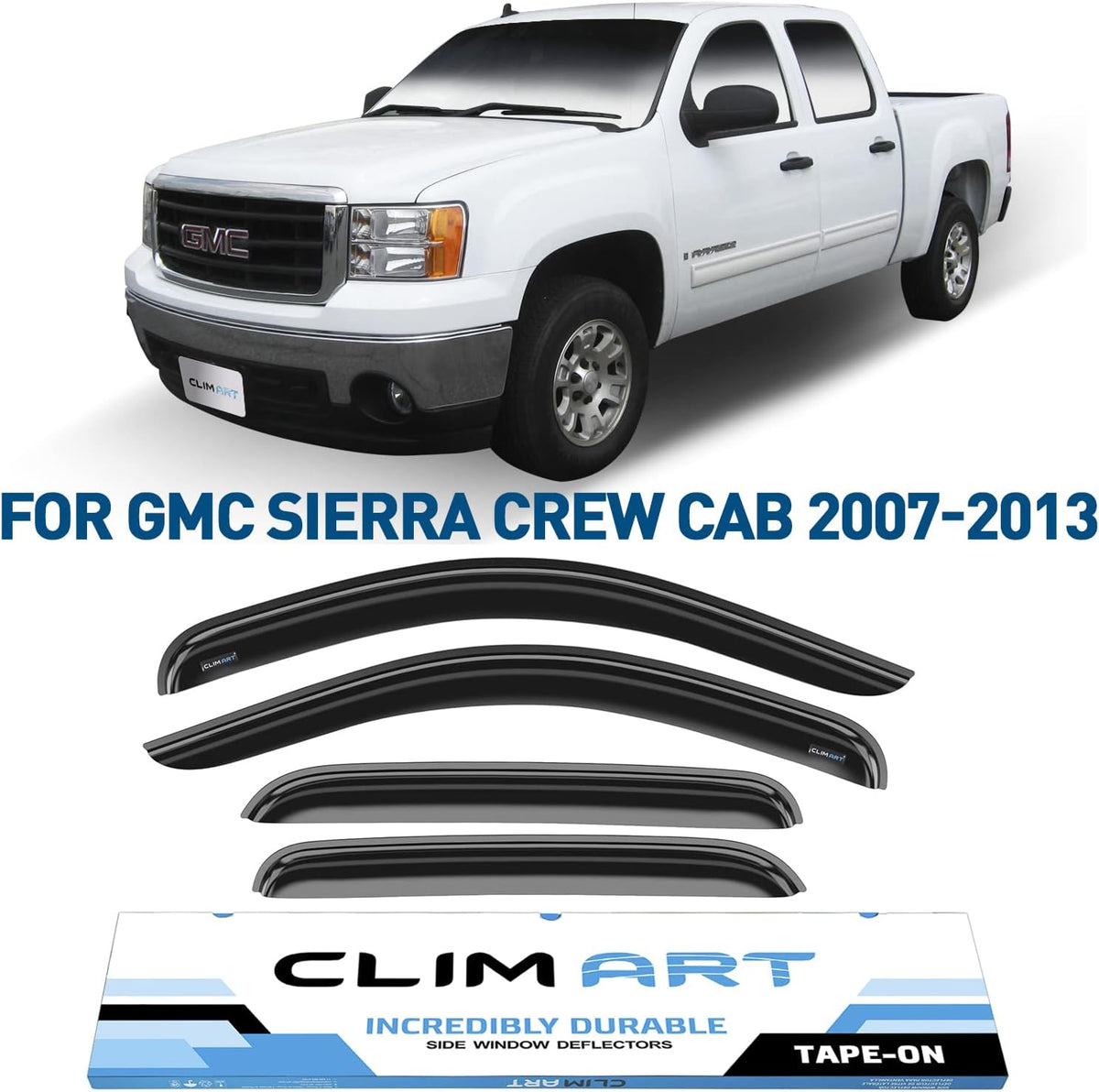 4pcs Tape-on Window Deflectors for GMC Sierra 1500 Crew Cab Y546876