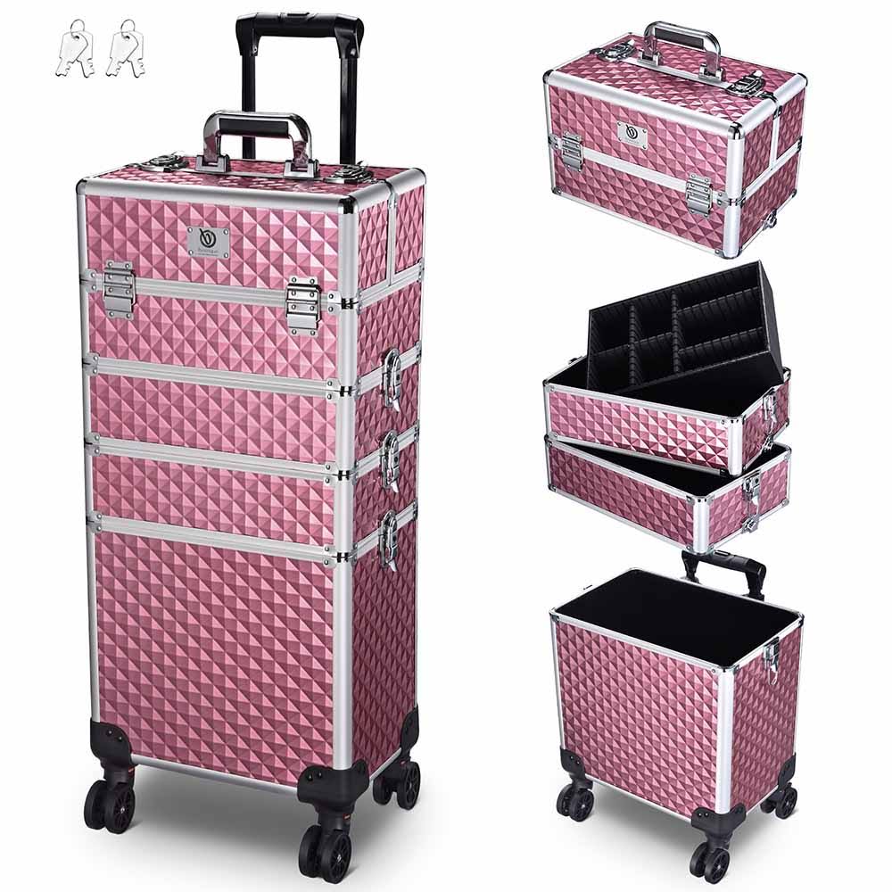 Pink Rolling Makeup Case Organizer A722