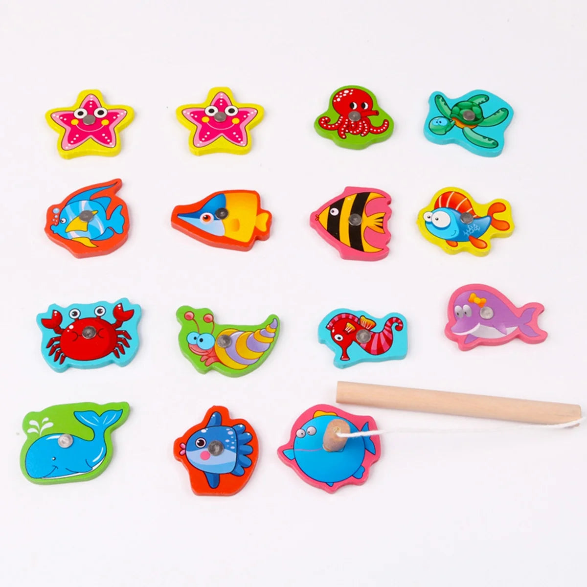 Magnetic Wooden Fishing Toy with Iron Box F90036